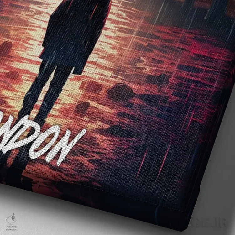 تابلو دکوراتیو لندن فانتزی اثر دورو آرت - نمای نزدیک بافت بوم