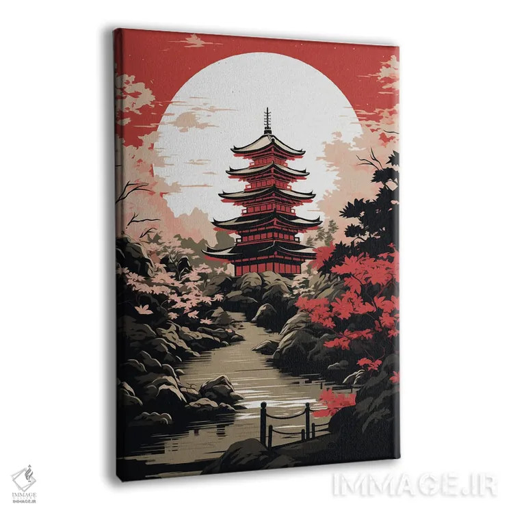 تابلو دکوراتیو پاگودای ژاپنی اثر دورو آرت - نمای پرسپکتیو محصول