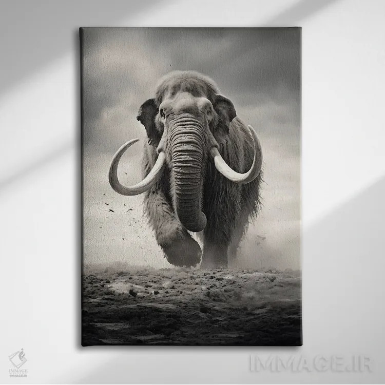 تابلو دکوراتیو ماموت مشکی اثر دورو آرت - نمای روبهرو روی دیوار