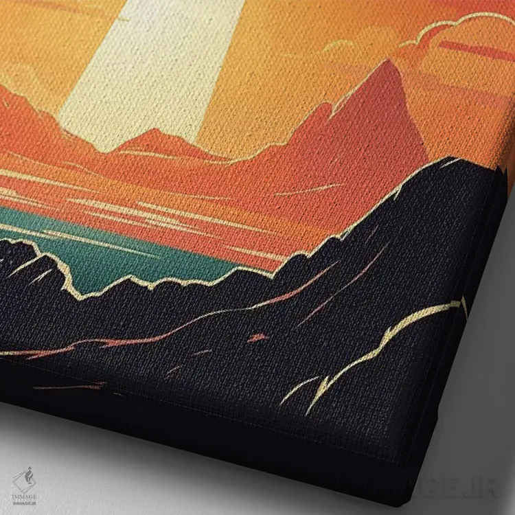 تابلو دکوراتیو موشک فضایی اثر دورو آرت - نمای نزدیک بافت بوم