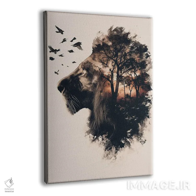 تابلو دکوراتیو شیر دابل اکسپوژر اثر دورو آرت - نمای پرسپکتیو محصول