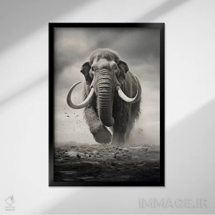 تابلو دکوراتیو ماموت مشکی اثر دورو آرت - نمای قابدار مشکی