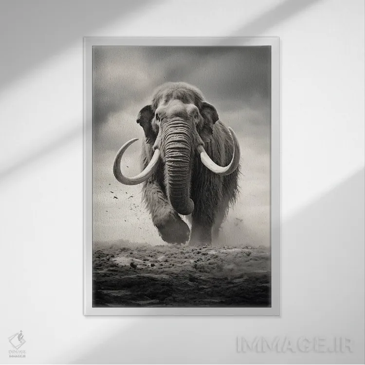 تابلو دکوراتیو ماموت مشکی اثر دورو آرت - نمای قابدار سفید