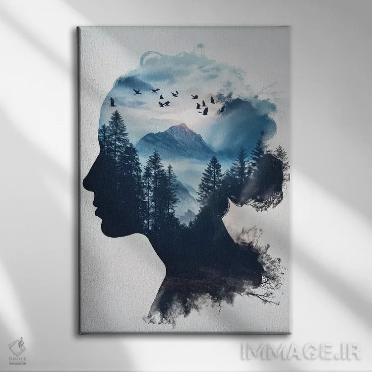تابلو دکوراتیو زن دابل اکسپوژر اثر دورو آرت - نمای روبهرو روی دیوار