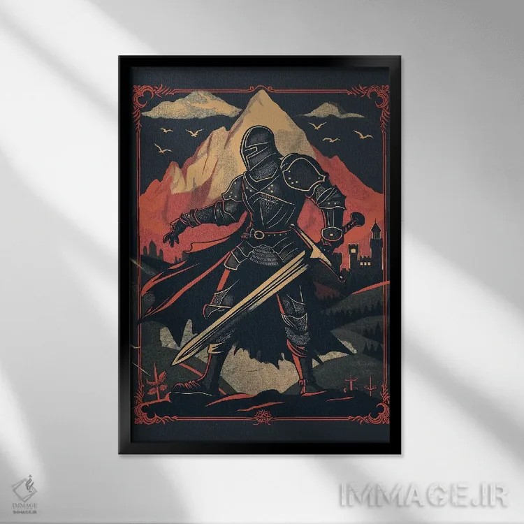 تابلو دکوراتیو شوالیه II اثر دورو آرت - نمای قابدار مشکی