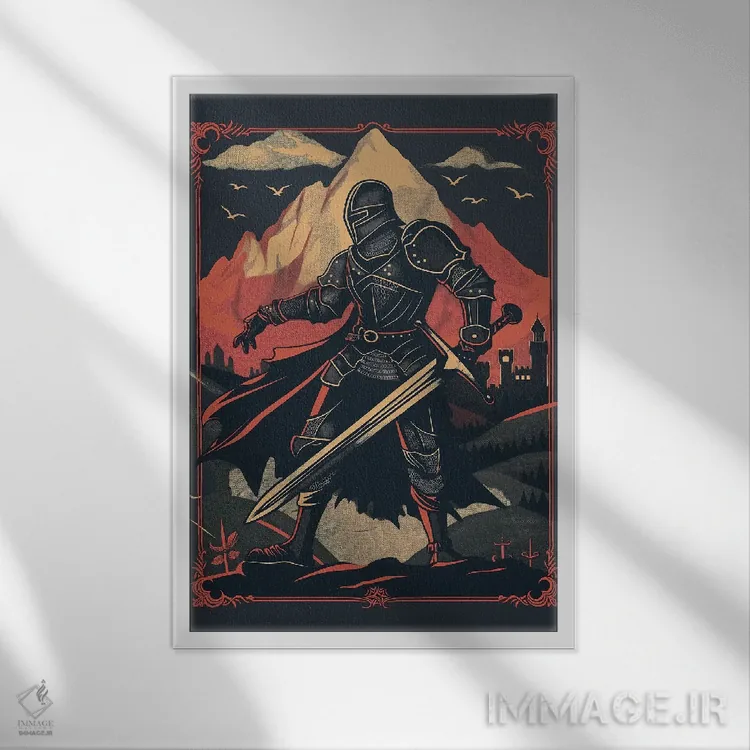 تابلو دکوراتیو شوالیه II اثر دورو آرت - نمای قابدار سفید