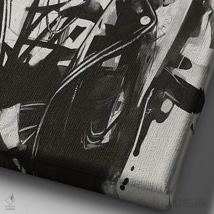 تابلو دکوراتیو زن پانک با جوهر سیاه اثر دورو آرت - نمای نزدیک بافت بوم