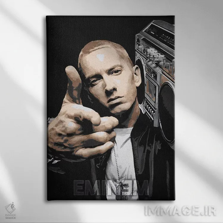 تابلو دکوراتیو امینم اثر دورو آرت - نمای روبهرو روی دیوار