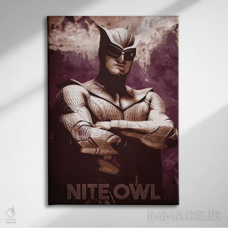 تابلو دکوراتیو جغد شب اثر دورو آرت - نمای روبهرو روی دیوار