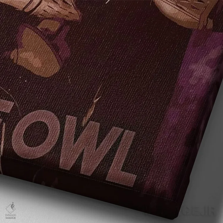 تابلو دکوراتیو جغد شب اثر دورو آرت - نمای نزدیک بافت بوم