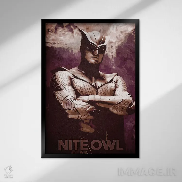 تابلو دکوراتیو جغد شب اثر دورو آرت - نمای قابدار مشکی