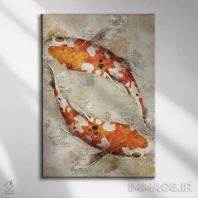 تابلو دکوراتیو ماهی های کوی اثر دورو آرت - نمای روبهرو روی دیوار