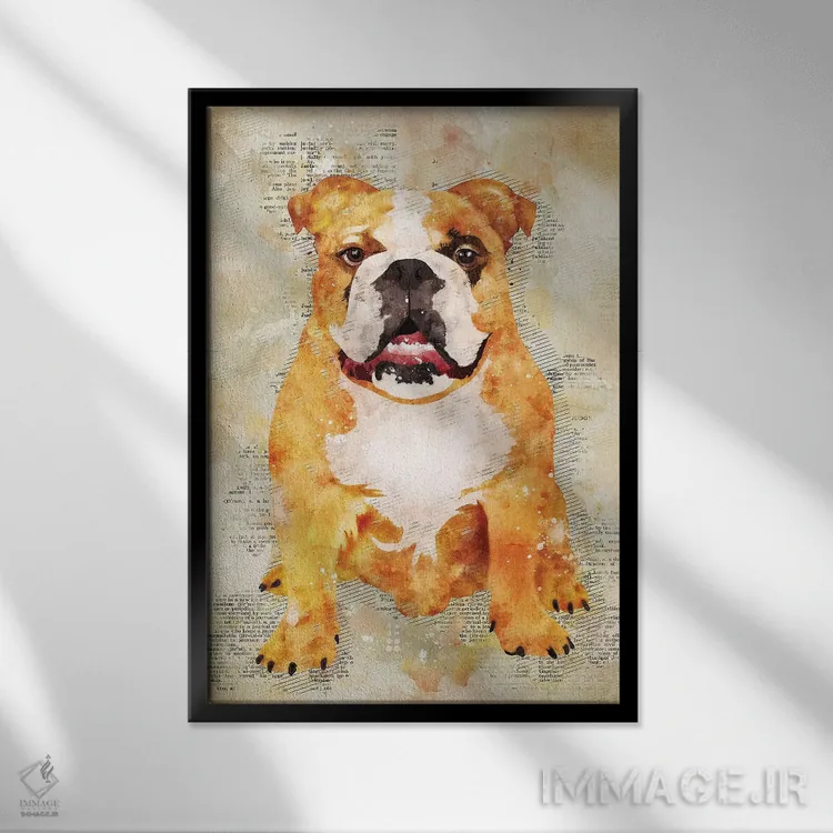 تابلو دکوراتیو سگ بوکسر اثر دورو آرت - نمای قابدار مشکی