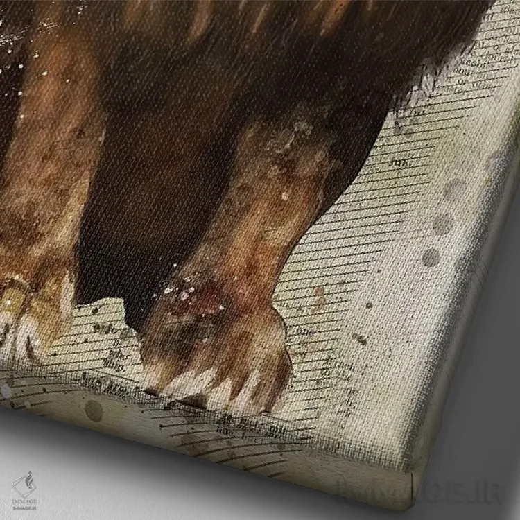 تابلو دکوراتیو شیر اثر دورو آرت - نمای نزدیک بافت بوم