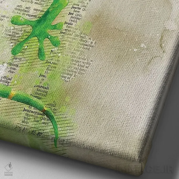 تابلو دکوراتیو مارمولک اثر دورو آرت - نمای نزدیک بافت بوم