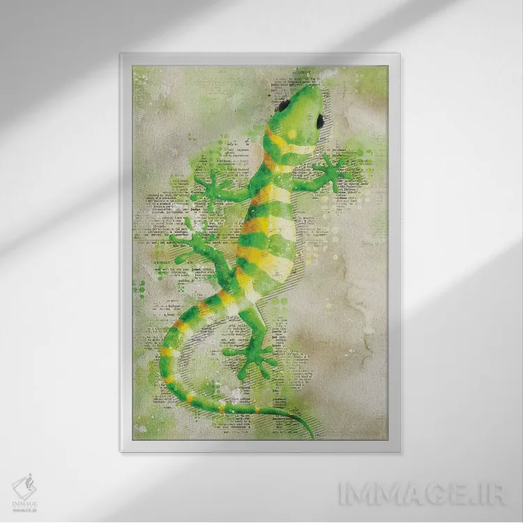 تابلو دکوراتیو مارمولک اثر دورو آرت - نمای قابدار سفید