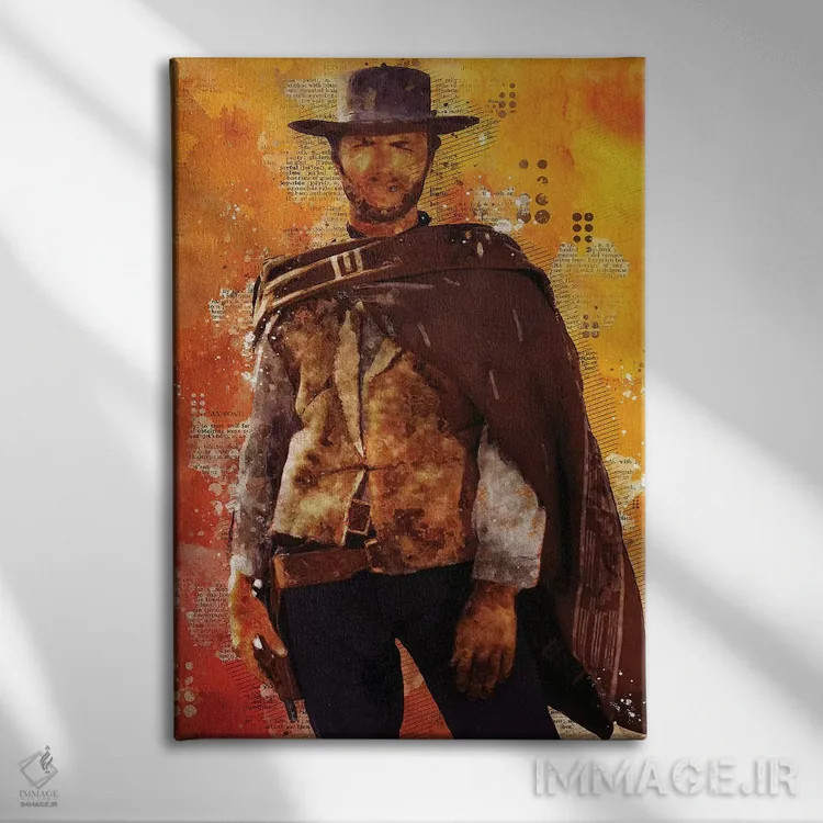 تابلو دکوراتیو کلینت ایستوود آبرنگی اثر دورو آرت - نمای روبهرو روی دیوار