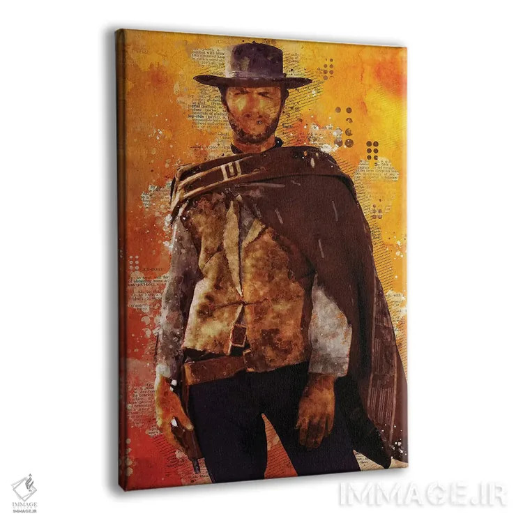 تابلو دکوراتیو کلینت ایستوود آبرنگی اثر دورو آرت - نمای پرسپکتیو محصول