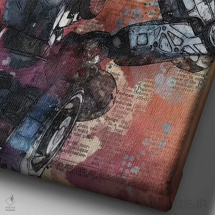 تابلو دکوراتیو پتفایندر آبرنگی اثر دورو آرت - نمای نزدیک بافت بوم