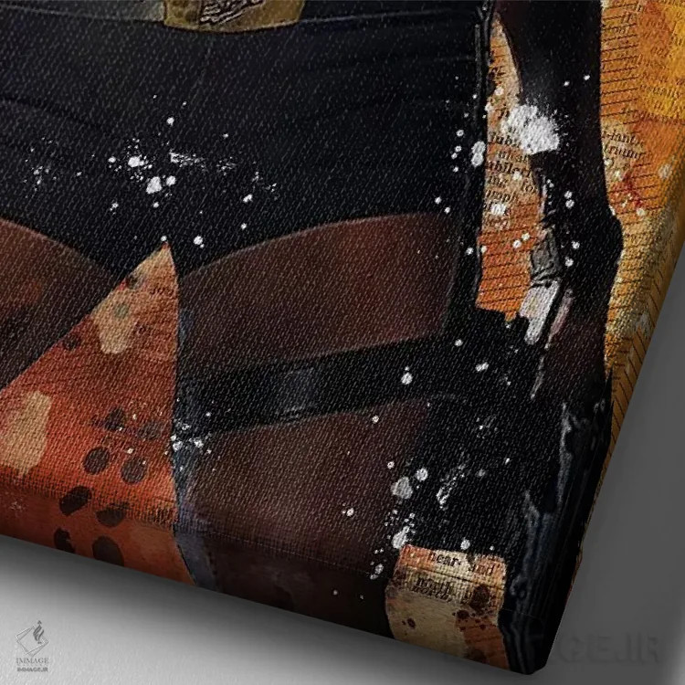 تابلو دکوراتیو لارا کرافت آبرنگی اثر دورو آرت - نمای نزدیک بافت بوم