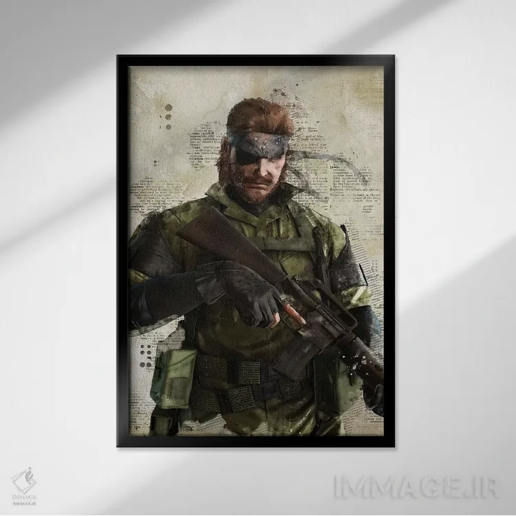 تابلو دکوراتیو مار آبرنگی اثر دورو آرت - نمای قابدار مشکی