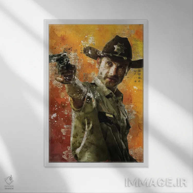 تابلو دکوراتیو ریک گرایمز اثر دورو آرت - نمای قابدار سفید