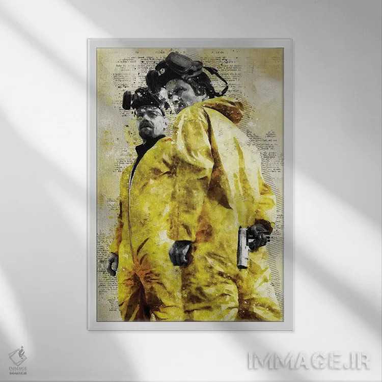 تابلو دکوراتیو والتر و جسی آبرنگی اثر دورو آرت - نمای قابدار سفید