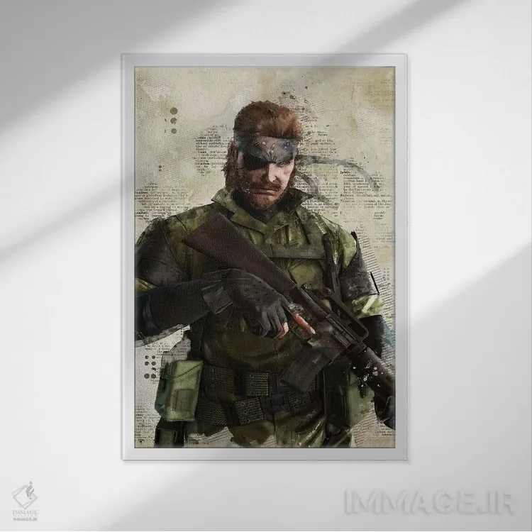 تابلو دکوراتیو مار آبرنگی اثر دورو آرت - نمای قابدار سفید