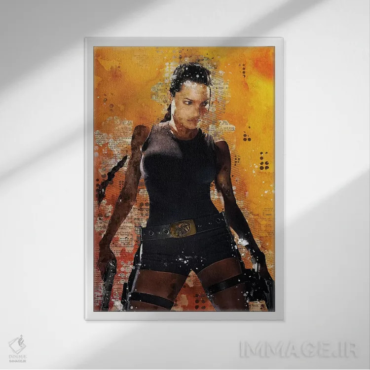 تابلو دکوراتیو لارا کرافت آبرنگی اثر دورو آرت - نمای قابدار سفید