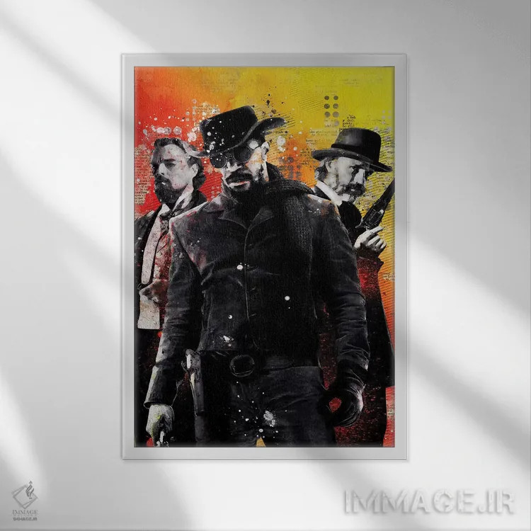 تابلو دکوراتیو جنگو آبرنگی اثر دورو آرت - نمای قابدار سفید