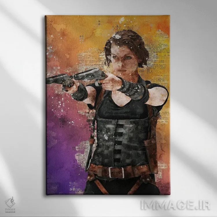 تابلو دکوراتیو رزیدنت اویل آبرنگی اثر دورو آرت - نمای روبهرو روی دیوار