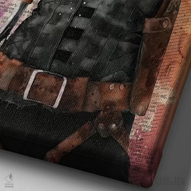 تابلو دکوراتیو رزیدنت اویل آبرنگی اثر دورو آرت - نمای نزدیک بافت بوم