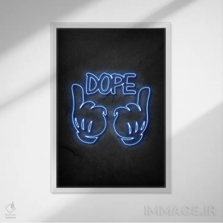 تابلو مینیمال مواد مخدر/باحال اثر دورو آرت - نمای قابدار سفید