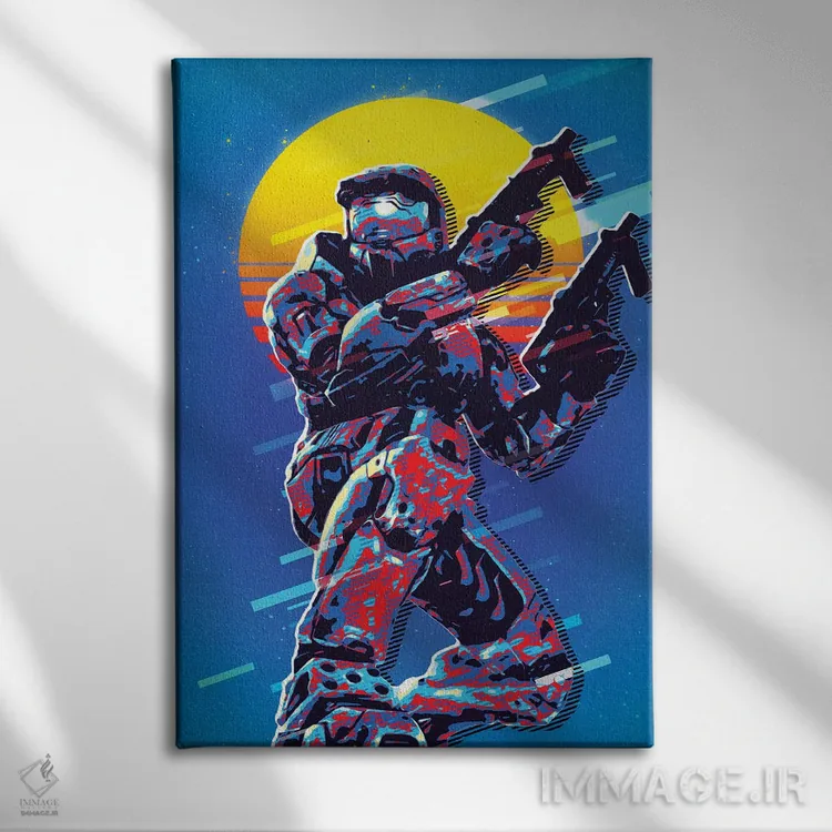 تابلو دکوراتیو مستر چیف اثر دورو آرت - نمای روبهرو روی دیوار