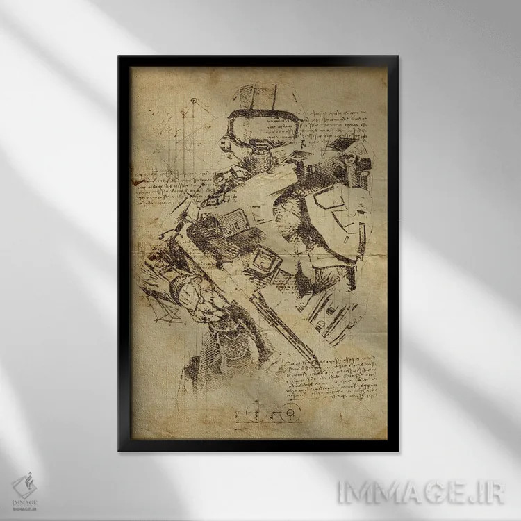 تابلو دکوراتیو هالو ۲ داوینچی اثر دورو آرت - نمای قابدار مشکی