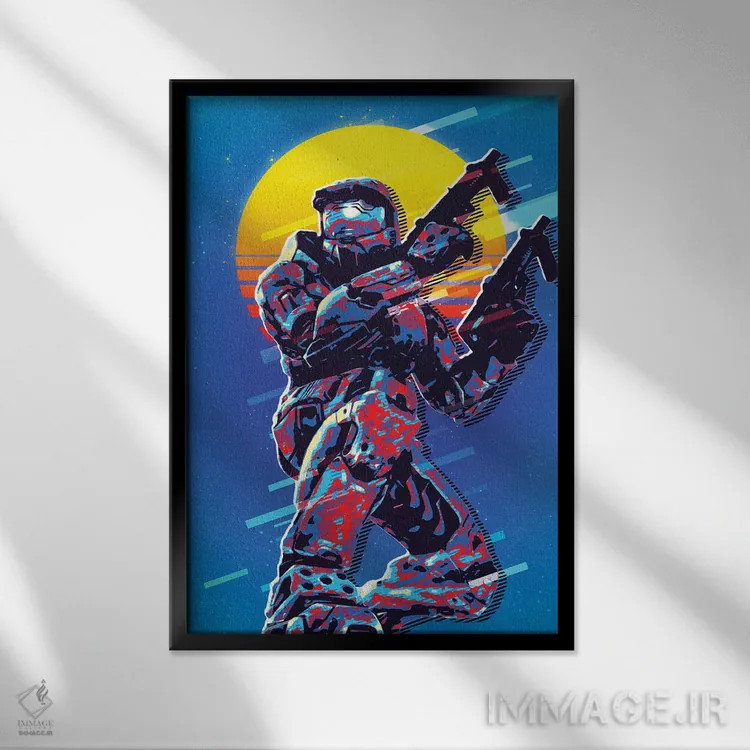 تابلو دکوراتیو مستر چیف اثر دورو آرت - نمای قابدار مشکی