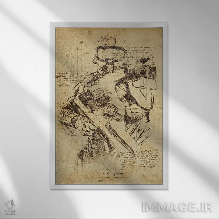 تابلو دکوراتیو هالو ۲ داوینچی اثر دورو آرت - نمای قابدار سفید