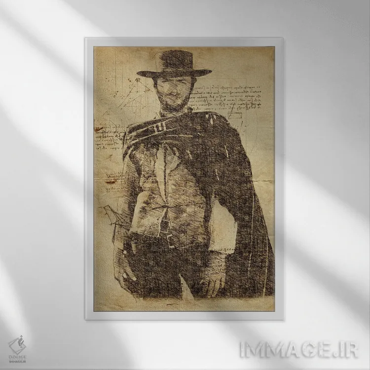 تابلو دکوراتیو کلینت ایستوود داوینچی اثر دورو آرت - نمای قابدار سفید