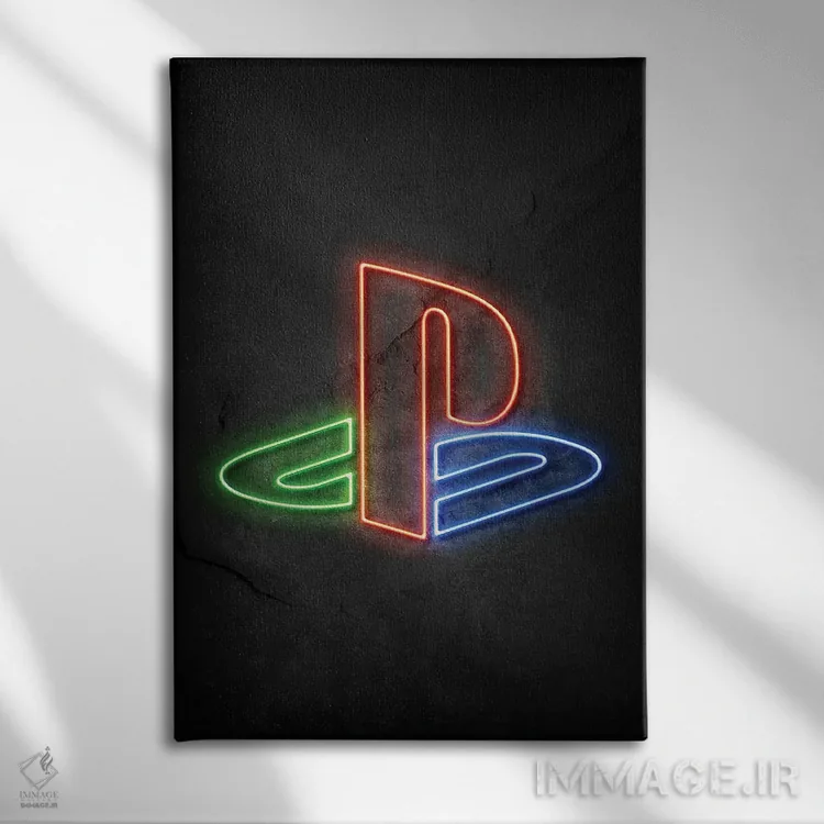 تابلو مینیمال لوگوی پلی استیشن اثر دورو آرت - نمای روبهرو روی دیوار