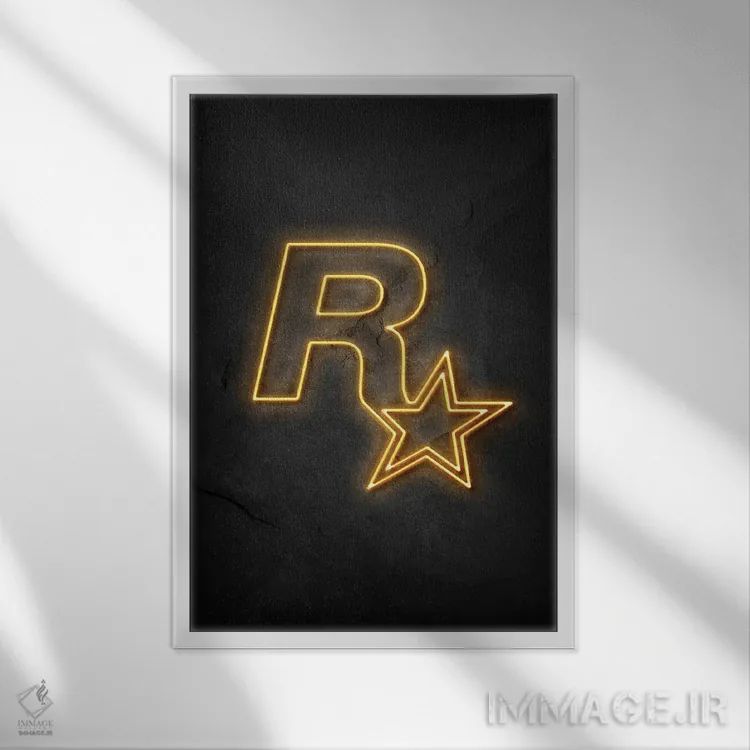 تابلو مینیمال راک استار اثر دورو آرت - نمای قابدار سفید