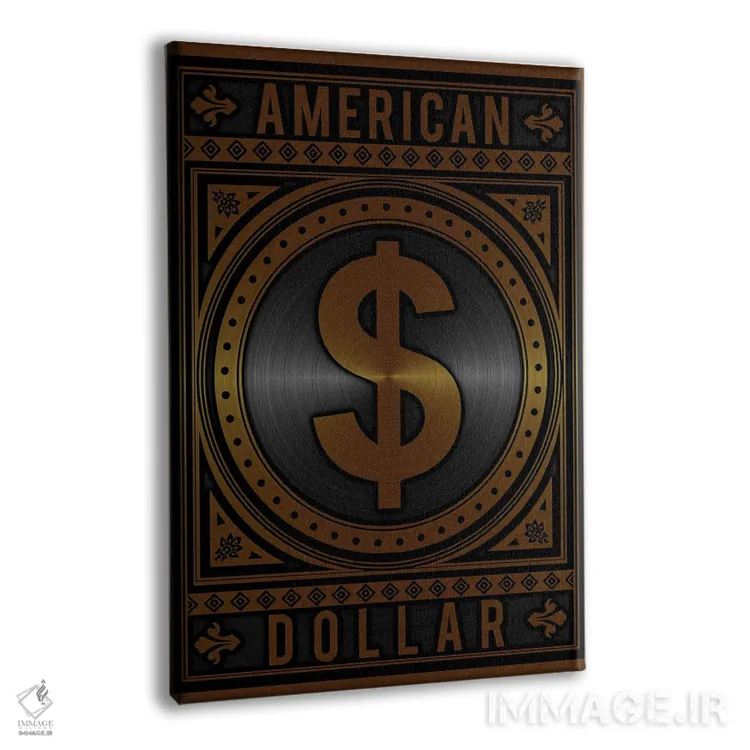 تابلو انتزاعی دلار آمریکایی طلایی اثر دورو آرت - نمای پرسپکتیو محصول