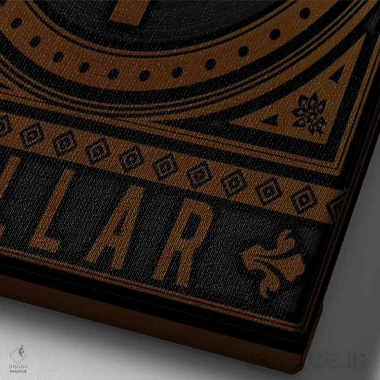 تابلو انتزاعی دلار آمریکایی طلایی اثر دورو آرت - نمای نزدیک بافت بوم