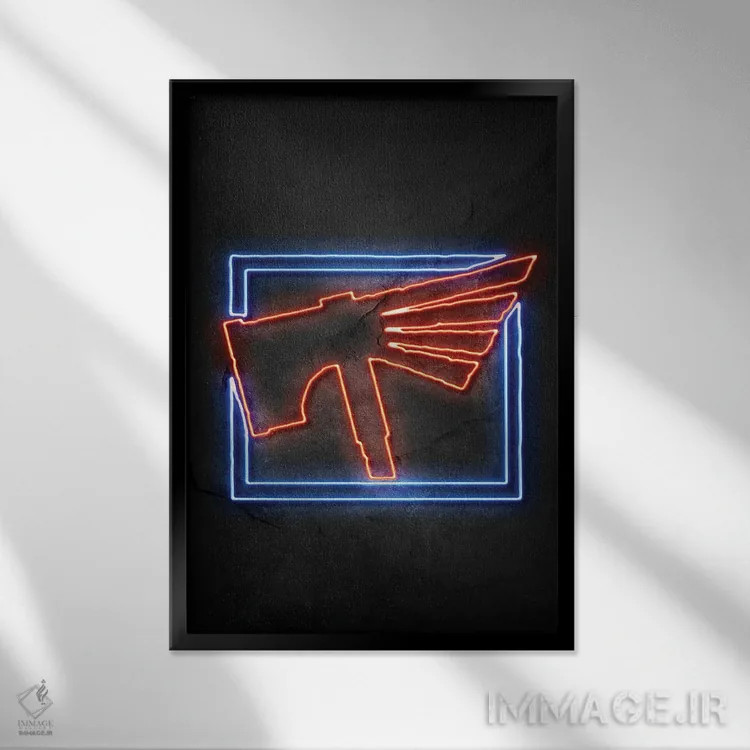 تابلو مینیمال وارهمر اثر دورو آرت - نمای قابدار مشکی