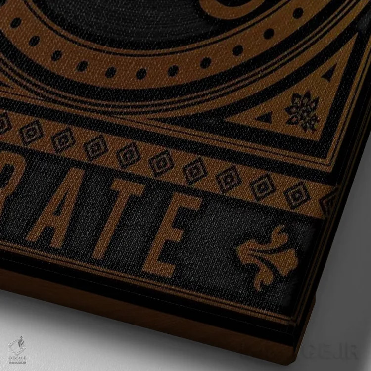 تابلو انتزاعی جمجمه دزد دریایی طلایی اثر دورو آرت - نمای نزدیک بافت بوم