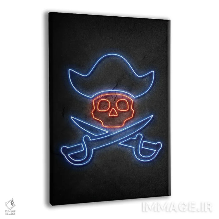 تابلو مینیمال جمجمه دزدان دریایی اثر دورو آرت - نمای پرسپکتیو محصول