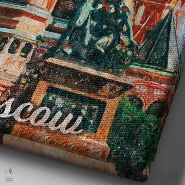 تابلو دکوراتیو مسکو اثر دورو آرت - نمای نزدیک بافت بوم