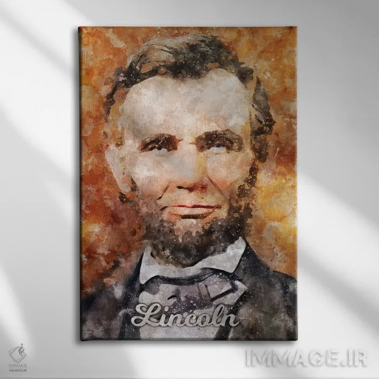 تابلو دکوراتیو لینکلن آبرنگی اثر دورو آرت - نمای روبهرو روی دیوار