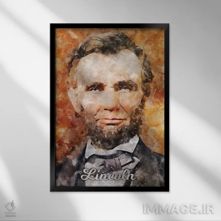 تابلو دکوراتیو لینکلن آبرنگی اثر دورو آرت - نمای قابدار مشکی