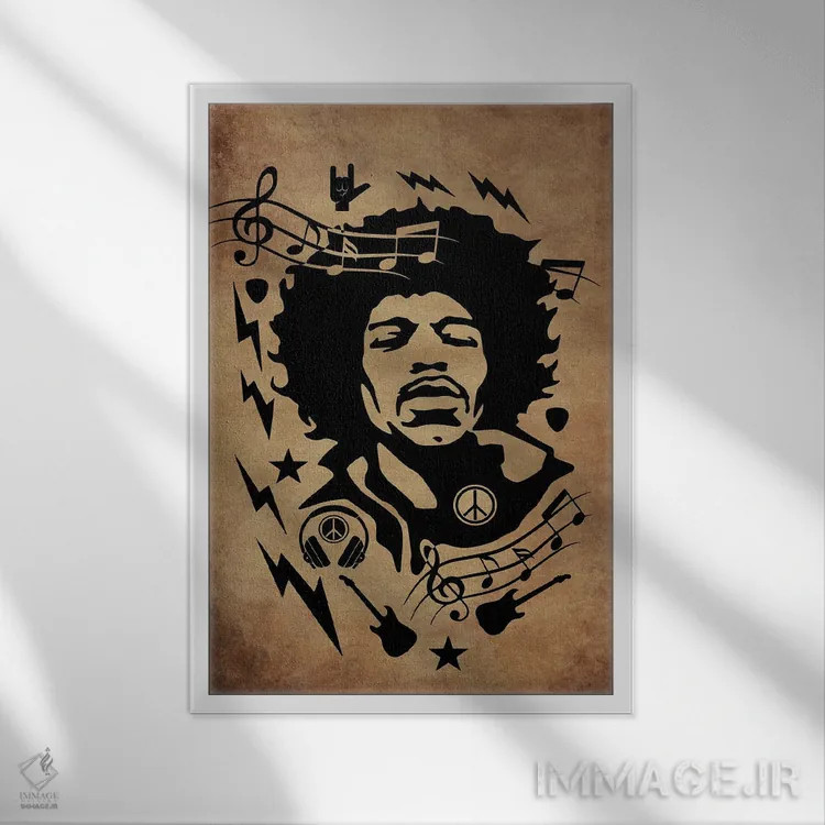 تابلو دکوراتیو هندریکس اثر دورو آرت - نمای قابدار سفید