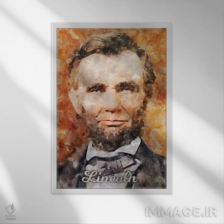 تابلو دکوراتیو لینکلن آبرنگی اثر دورو آرت - نمای قابدار سفید
